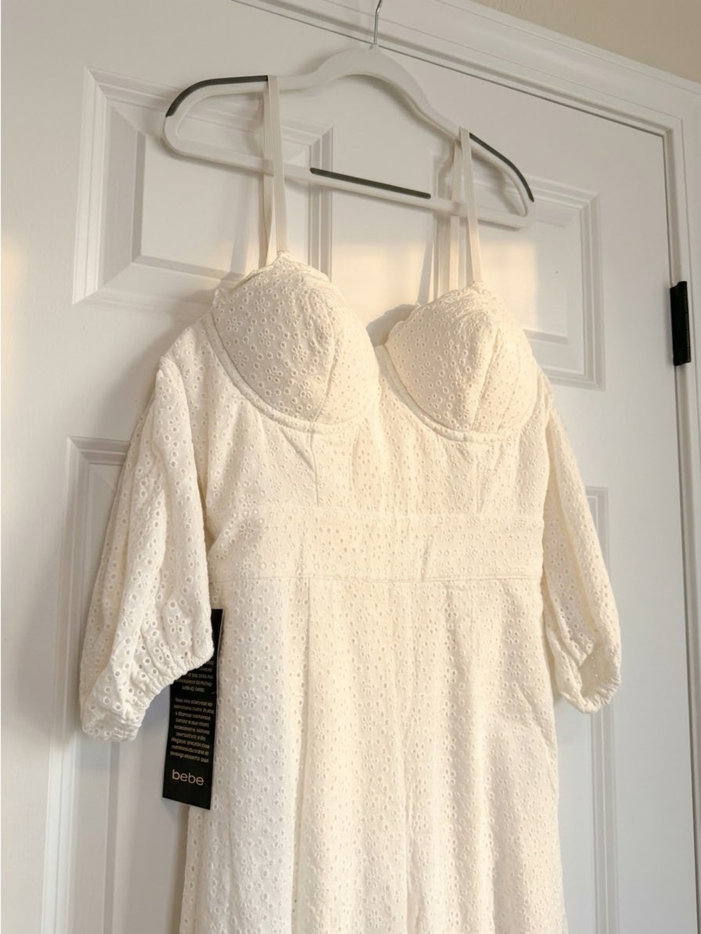NWT Bebe Off-Shoulder White Lace Jumpsuit - Picture 5 of 5